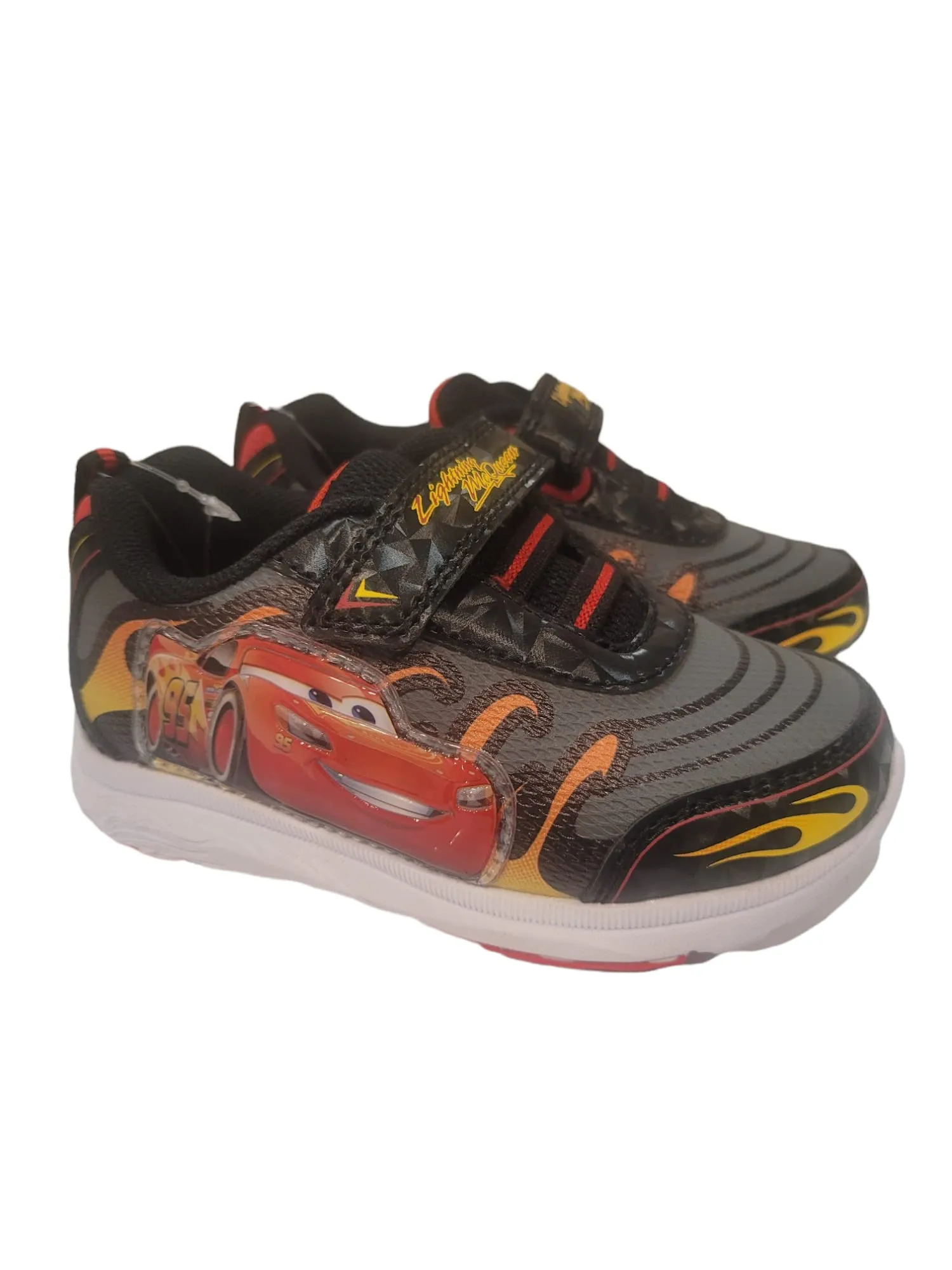 Disney Cars Boy's Lighted Athletic Sneaker, Black/Grey (Toddler, Little Kid)