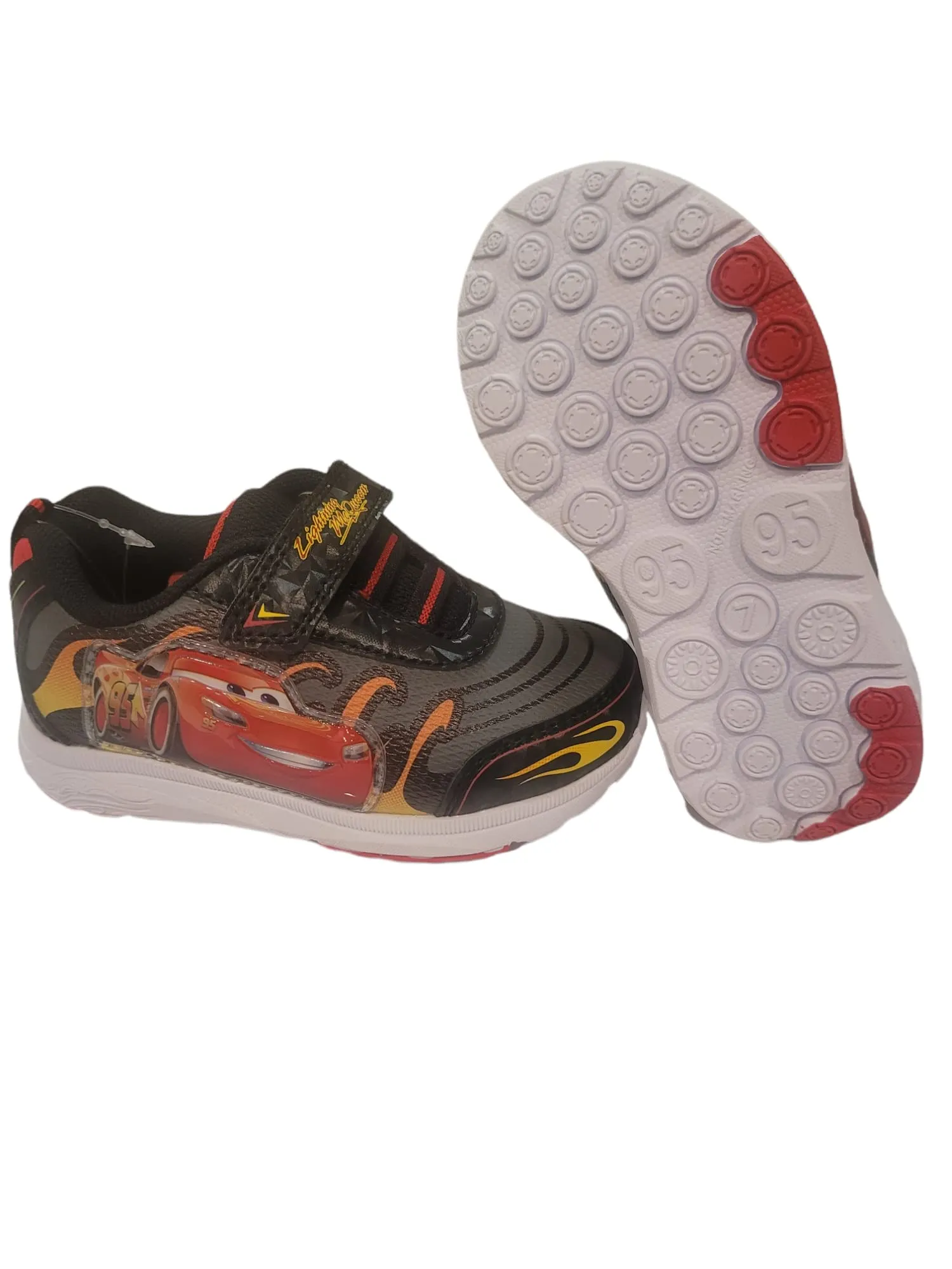 Disney Cars Boy's Lighted Athletic Sneaker, Black/Grey (Toddler, Little Kid)