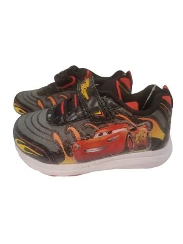 Disney Cars Boy's Lighted Athletic Sneaker, Black/Grey (Toddler, Little Kid)
