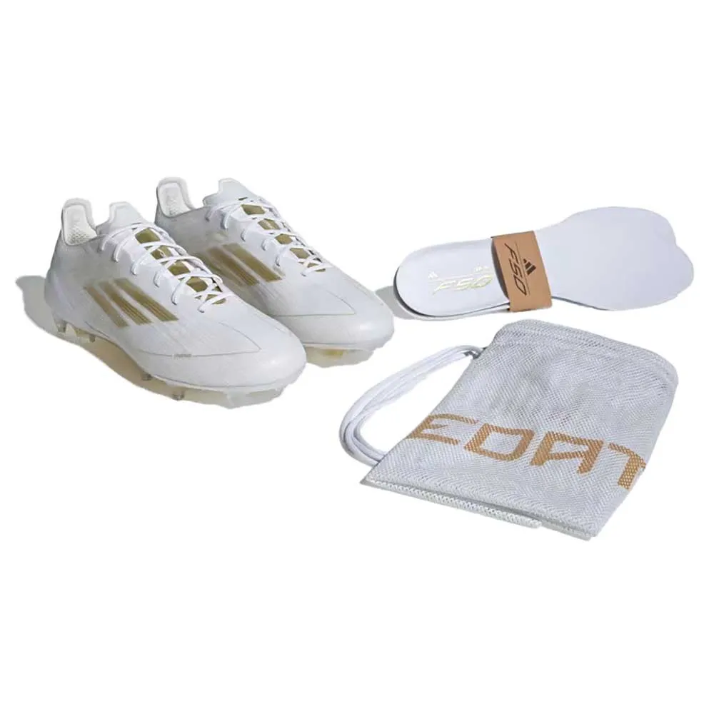 F50 Elite FG Soccer Shoe - Cloud White / Gold Metallic / Cloud White - Regular (D)