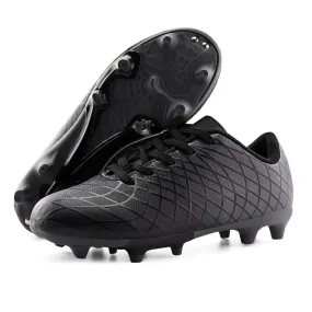 JABASIC Kids Outdoor Soccer Cleats Athletic Firm Ground Football Shoes (2,Black)